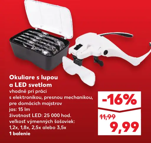 Okuliare s lupou a LED svetlom