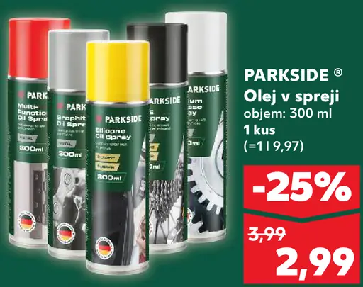 Parkside olej v spreji