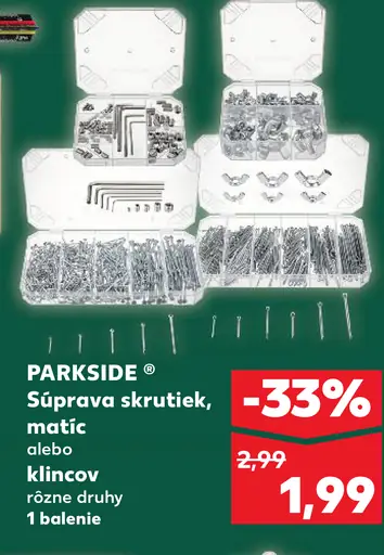 Parkside súprava skrutiek, matíc alebo klincov