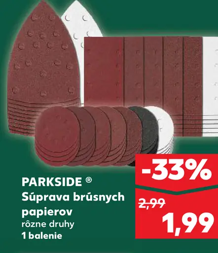 Parkside súprava brúsnych papierov