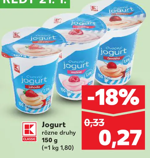 K-Classic jogurt rôzne druhy