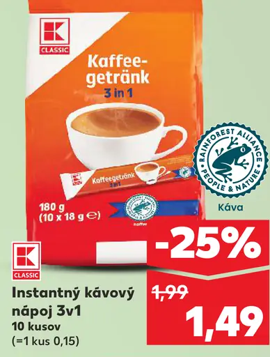K-Classic instantný kávový nápoj 3v1