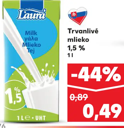 Trvanlivé mlieko 1,5 %