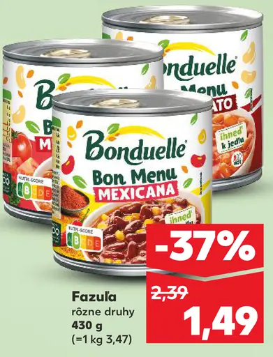 Bonduelle fazuľa rôzne druhy