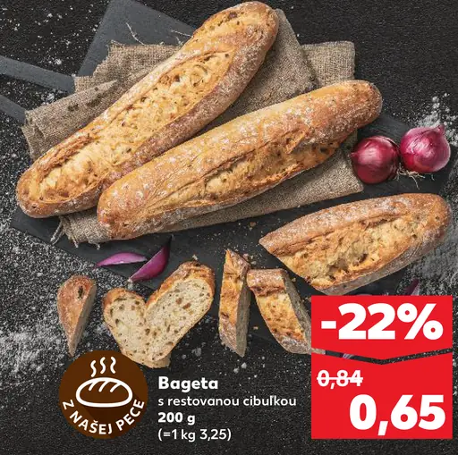 Bageta s restovanou cibuľkou