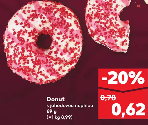 Donut s jahodovou príchuťou