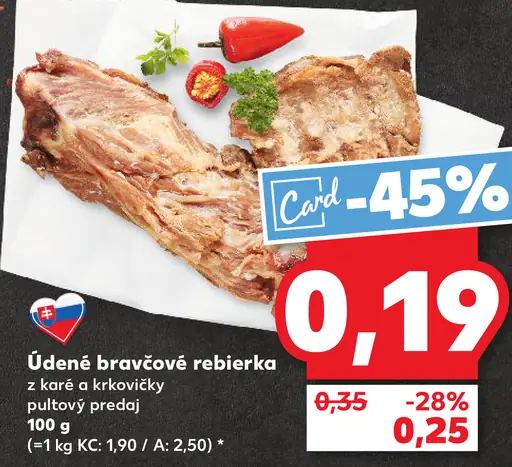 Údené bravčové rebierka z karé a krkovičky