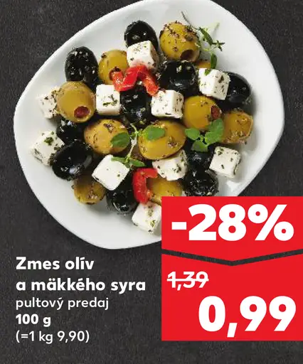 Zmes olív a mäkkého syra
