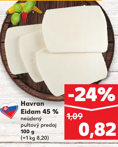 Havran Eidam 45 % neúdený syr