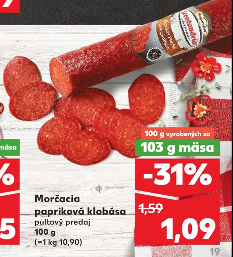 K-Purland Morčacia papriková klobása pultový predaj