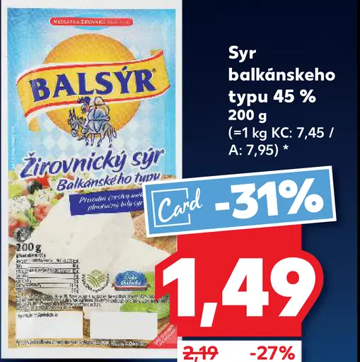 Balsýr žirovnický syr balkánskeho typu 45 %