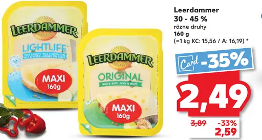 Leerdammer plátkový syr 30–45 % rôzne druhy