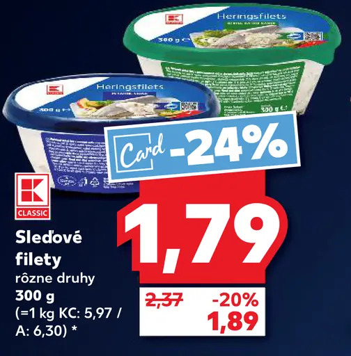 K-Classic Sledové filety rôzne druhy