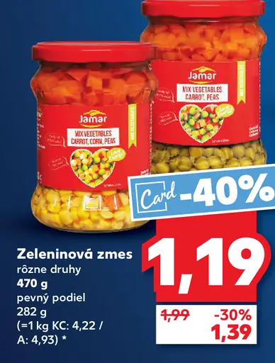 Zeleninová zmes rôzne druhy