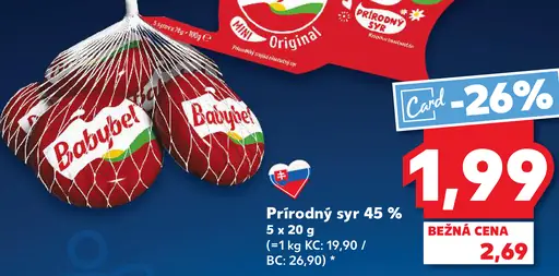 Prírodný syr Babybel 45%