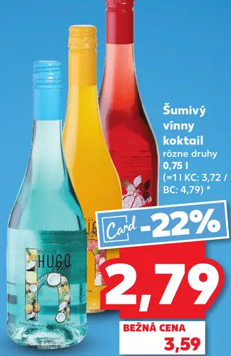 Hugo šumivý vinný koktail rôzne druhy