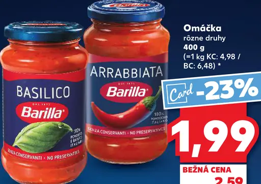 Barilla omáčka rôzne druhy