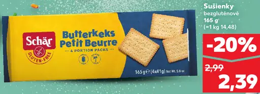 Schär bezlepkové maslové sušienky Butterkeks Petit Beurre