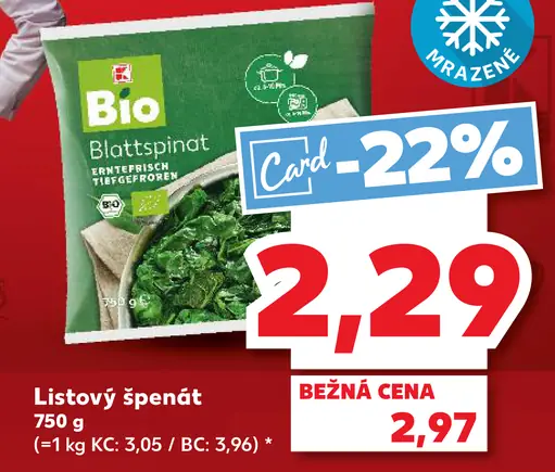 K-Bio listový špenát mrazený