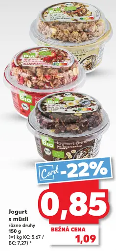 K-Bio jogurt s müsli rôzne druhy