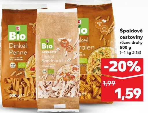 K-Bio špaldové cestoviny Korken celozrnné