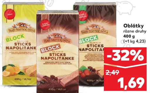 Manner Block Sticks napolitánky
