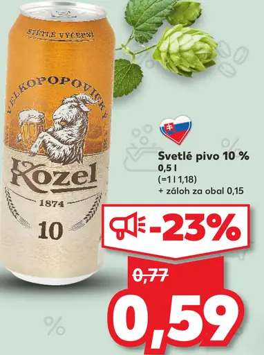 Kozel Světlé pivo plechovka 10%
