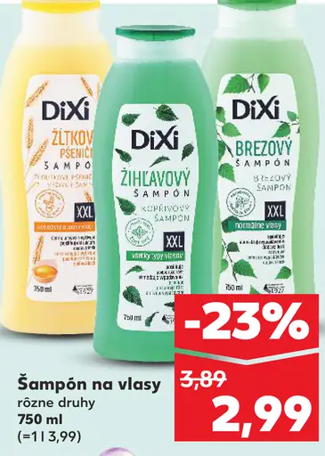 Dixi šampón na vlasy rôzne druhy