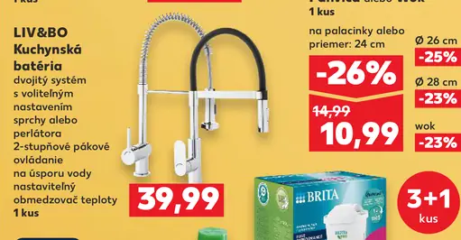 LIV&BO Kuchynská batéria dvojitý systém so spínaným nastavením sprchy alebo perlátora 2‑stupňové pákové ovládanie