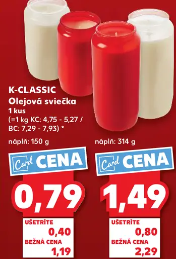 K-CLASSIC Olejová sviečka náplň 314 g