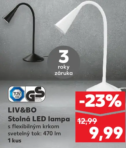 LIV&BO stolná LED lampa s flexibilným krkom