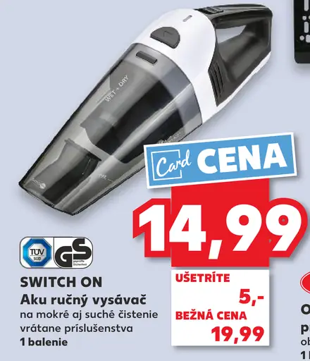 Switch On aku ručný vysávač na mokré aj suché čistenie