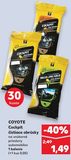 Coyote Cockpit čistiace obrúsky na interiér automobilov