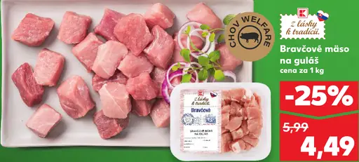 Bravčové mäso na guláš