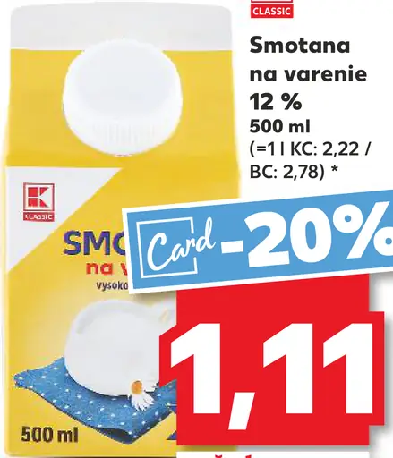 K-Classic smotana na varenie 12%