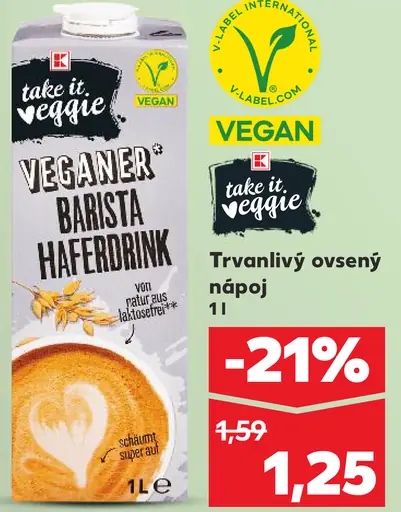 Take it veggie Veganer Barista Haferdrink trvanlivý ovsený nápoj