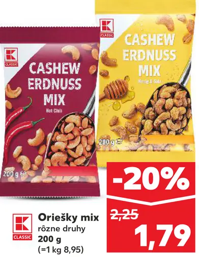 K-Classic oriešky mix rôzne druhy