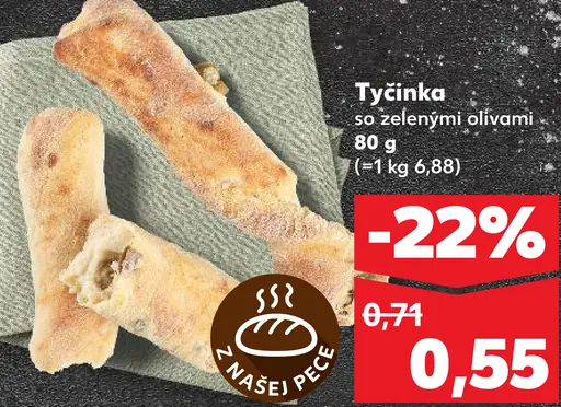 Tyčinka so zelenými olivami