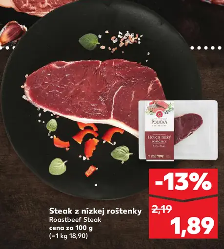 Põlocká hovädzia sviečkovica steak z nízkej roštenky Roastbeef steak