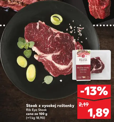 Põlocká hovädzia sviečkovica steak z vysokej roštenky Rib Eye steak