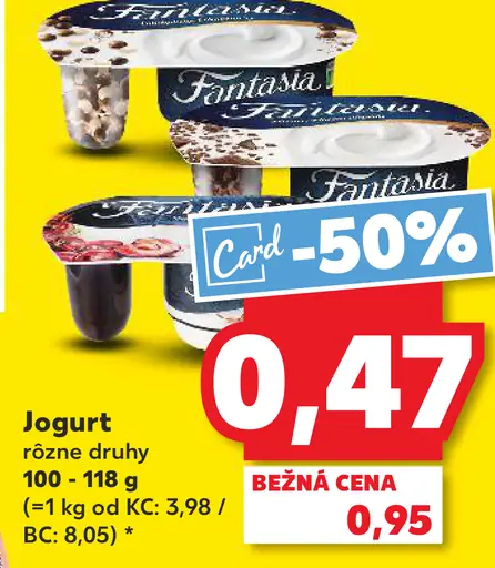 Fantasia jogurt rôzne druhy