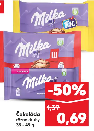 Čokoláda rôzne druhy Milka