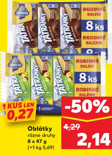 Opavia Tatran ky oblátky rôzne druhy