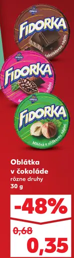 Orion Fidorka oblátka v čokoláde mliečna, horká, oriešková