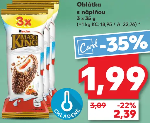 Kinder Maxi King oblátka s náplňou chladená
