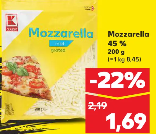 K-Classic Mozzarella strúhaná