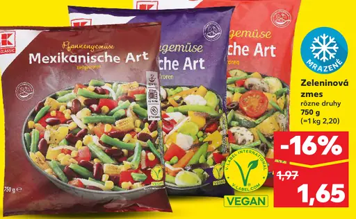 K-Classic zeleninová zmes rôzne druhy mrazená