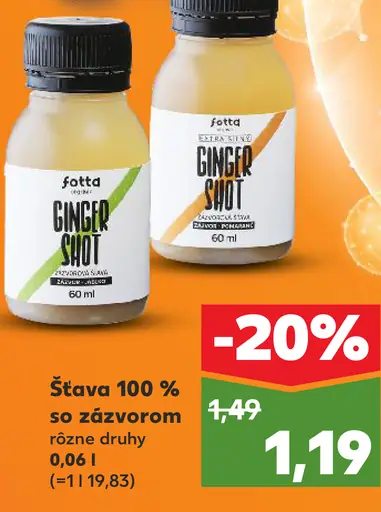 Šťava 100 % so zázvorom