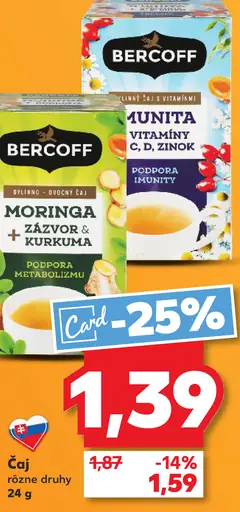 Bercoff čaj Moringa a zázvor s kurkumou