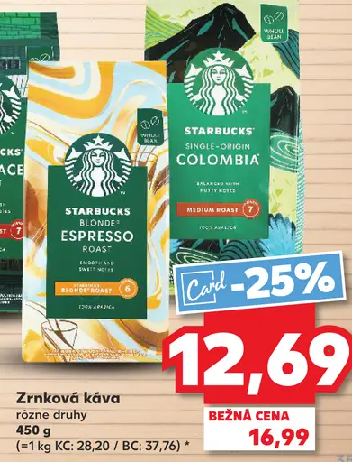 Starbucks Blonde Espresso Roast, zrnková káva